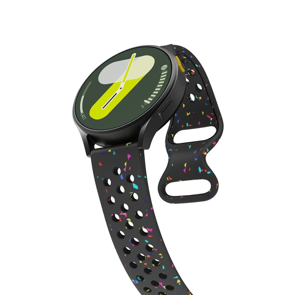 KALEBOL 20mm Silicone Strap for Samsung Galaxy Watch6 / 5 Pro / 5 / GarminActive 5 Butterfly Clasp Watch Band - Black - 4