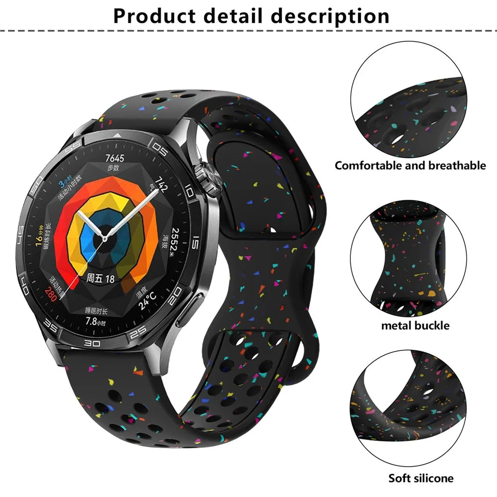 KALEBOL 20mm Silicone Strap for Samsung Galaxy Watch6 / 5 Pro / 5 / GarminActive 5 Butterfly Clasp Watch Band - Black - 6