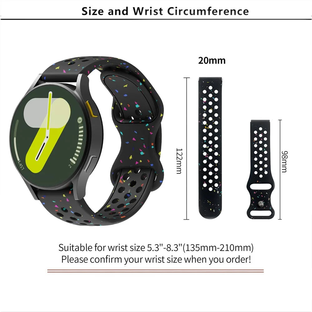 KALEBOL 20mm Silicone Strap for Samsung Galaxy Watch6 / 5 Pro / 5 / GarminActive 5 Butterfly Clasp Watch Band - Black - 7