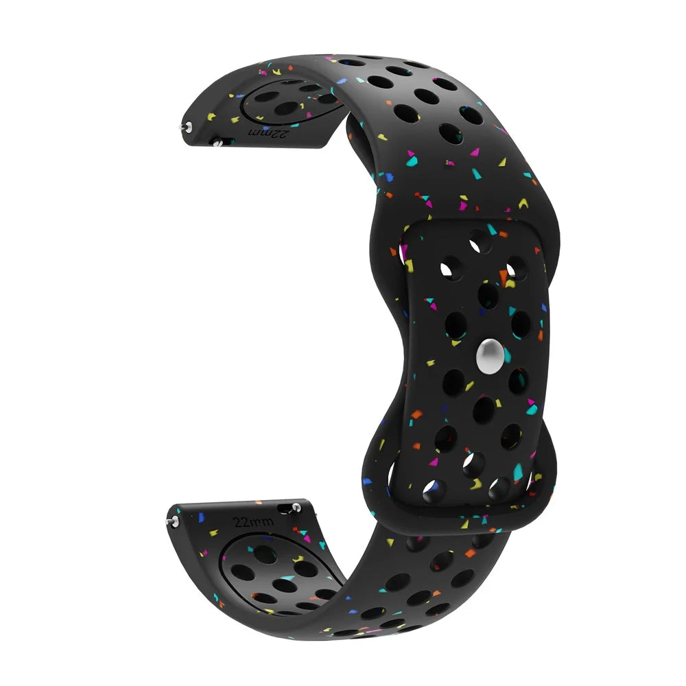 KALEBOL 22mm Silicone Strap for Samsung Galaxy Watch3 45mm / Watch 46mm / Huawei Watch GT 5 / 5 Pro Butterfly Clasp Watch Band - Black - 1