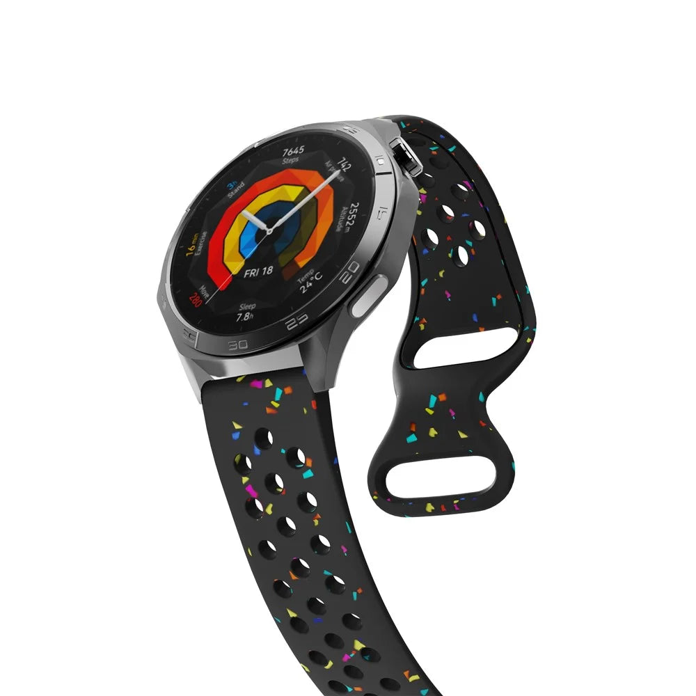 KALEBOL 22mm Silicone Strap for Samsung Galaxy Watch3 45mm / Watch 46mm / Huawei Watch GT 5 / 5 Pro Butterfly Clasp Watch Band - Black - 4