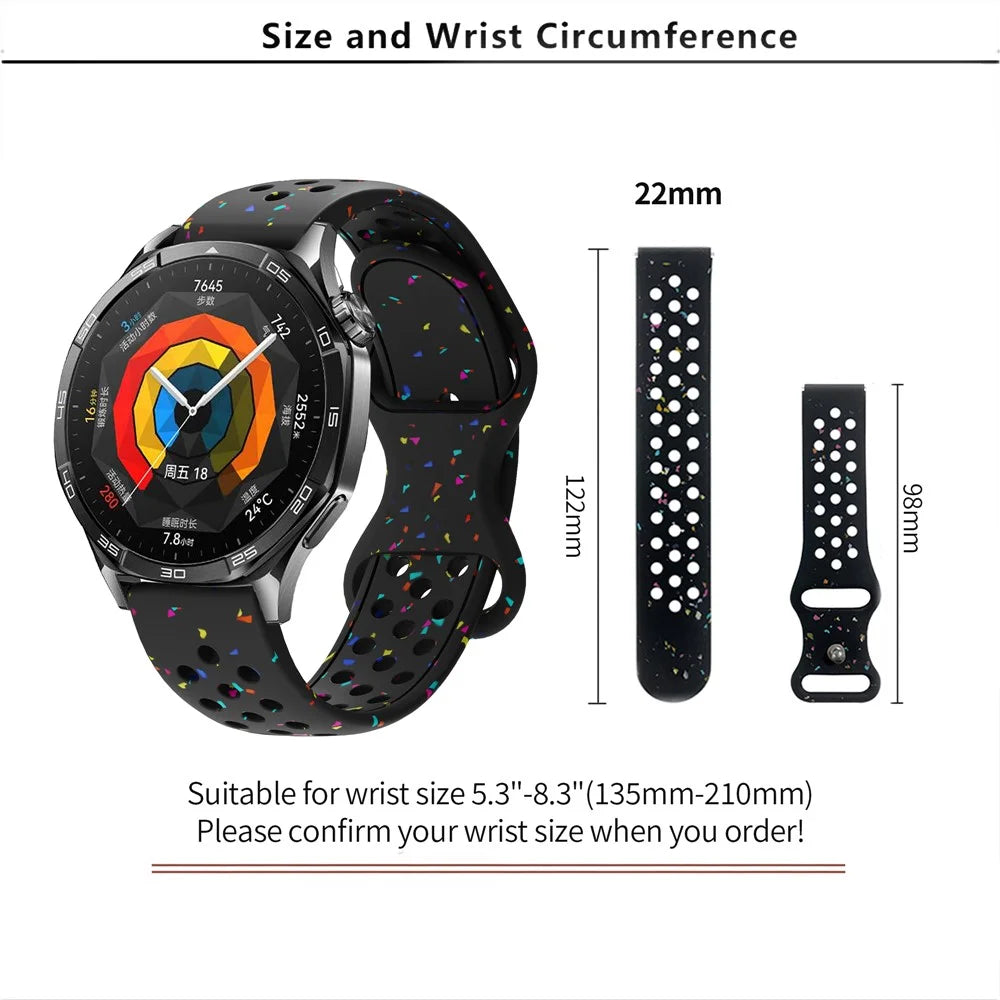 KALEBOL 22mm Silicone Strap for Samsung Galaxy Watch3 45mm / Watch 46mm / Huawei Watch GT 5 / 5 Pro Butterfly Clasp Watch Band - Black - 6