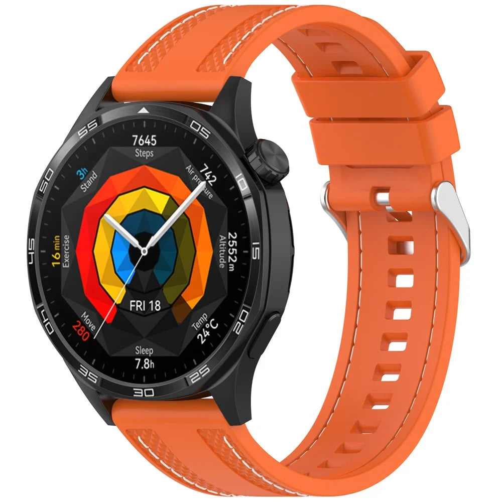 For Huawei Watch GT 5 46mm / GT 4 46mm Silicone Watch Band Stitched Design 22mm Width Wrist Strap - Orange - 4