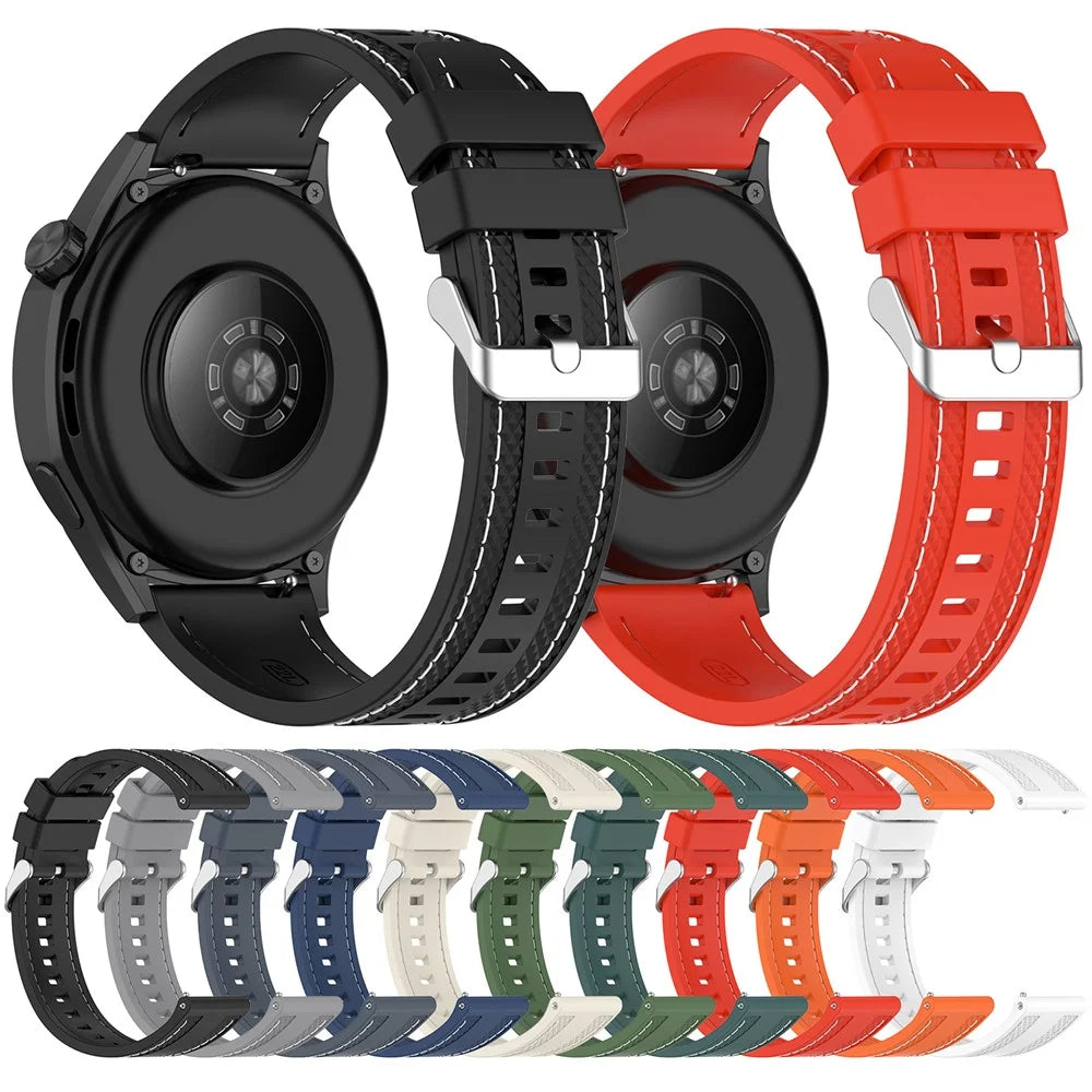 For Huawei Watch GT 5 46mm / GT 4 46mm Silicone Watch Band Stitched Design 22mm Width Wrist Strap - Orange - 5