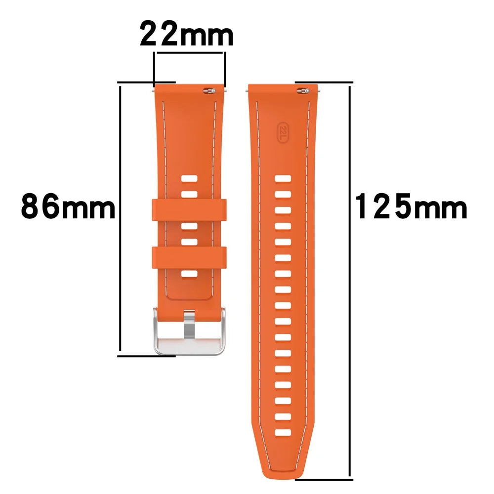 For Huawei Watch GT 5 46mm / GT 4 46mm Silicone Watch Band Stitched Design 22mm Width Wrist Strap - Orange - 7
