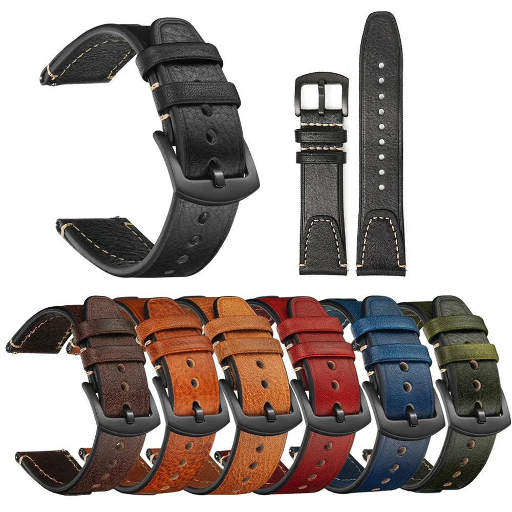 20mm Strap for Samsung Galaxy Watch7 / FE 40mm / Garmin Forerunner 165 / Huami Amazfit Bip 3 Genuine Cow Leather Watch Band - Coffee - 2