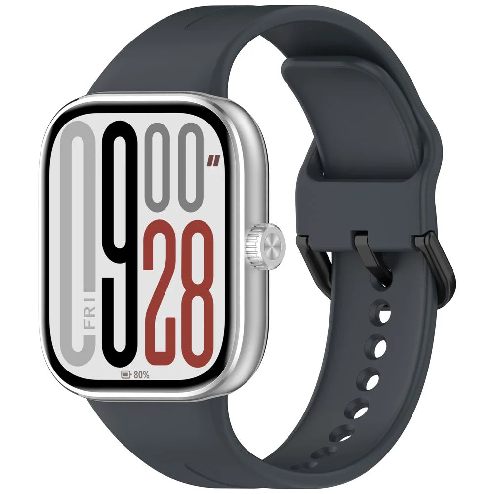 Silicone Strap for Xiaomi Smart Band 10 Pro / 9 Pro / 8 Pro / Redmi Watch 6 / 5 / 5 eSIM / 4 Black Buckle Watchband - Dark Grey - 4