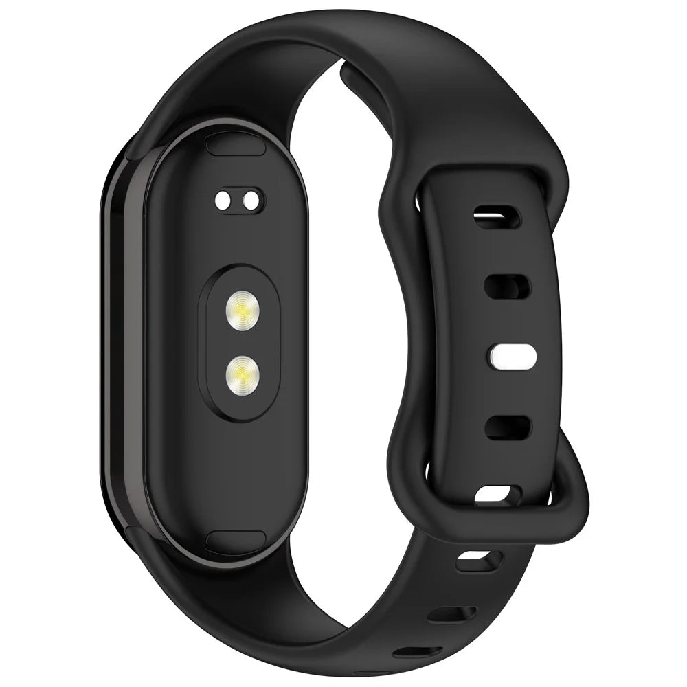 Silicone Watch Strap For Xiaomi Smart Band 9 NFC  /  9  /  8 NFC  /  8 Figure 8 Tail Reverse Buckle Wrist Band - Black - 1