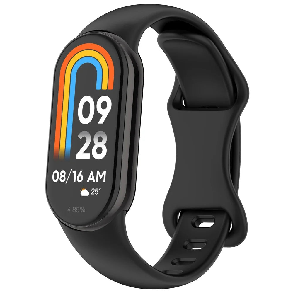 Silicone Watch Strap For Xiaomi Smart Band 9 NFC  /  9  /  8 NFC  /  8 Figure 8 Tail Reverse Buckle Wrist Band - Black - 4