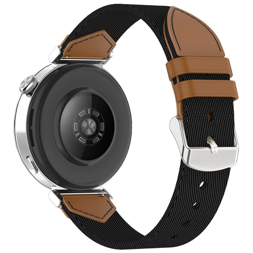 Watch Strap for Huawei Watch GT 5 Pro 42mm / GT 5 41mm / GT 4 41mm Universal 18mm Nylon Leather Wrist Band - Black+Brown - 1