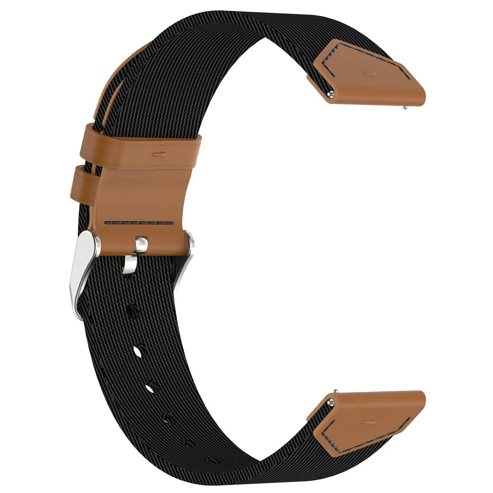 Watch Strap for Huawei Watch GT 5 Pro 42mm / GT 5 41mm / GT 4 41mm Universal 18mm Nylon Leather Wrist Band - Black+Brown - 2