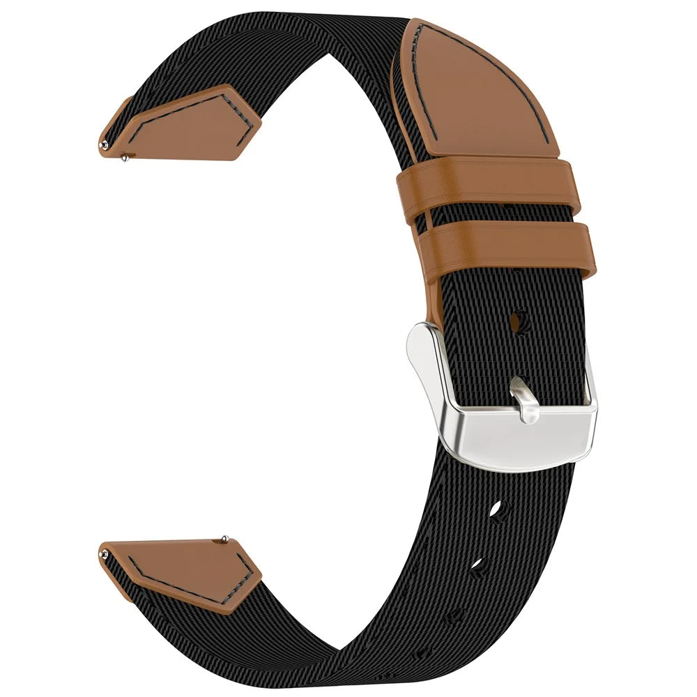 Watch Strap for Huawei Watch GT 5 Pro 42mm / GT 5 41mm / GT 4 41mm Universal 18mm Nylon Leather Wrist Band - Black+Brown - 3