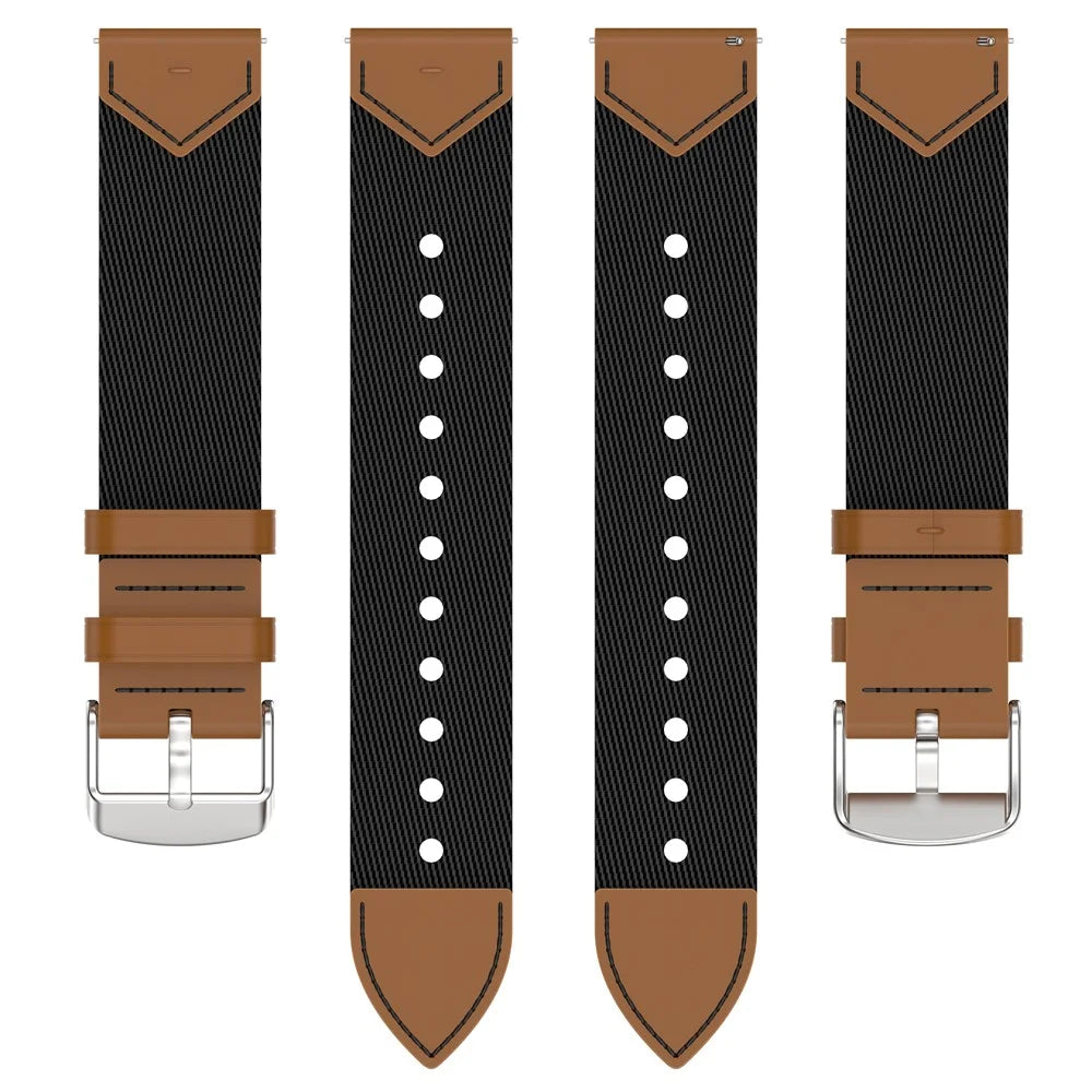 Watch Strap for Huawei Watch GT 5 Pro 42mm / GT 5 41mm / GT 4 41mm Universal 18mm Nylon Leather Wrist Band - Black+Brown - 6