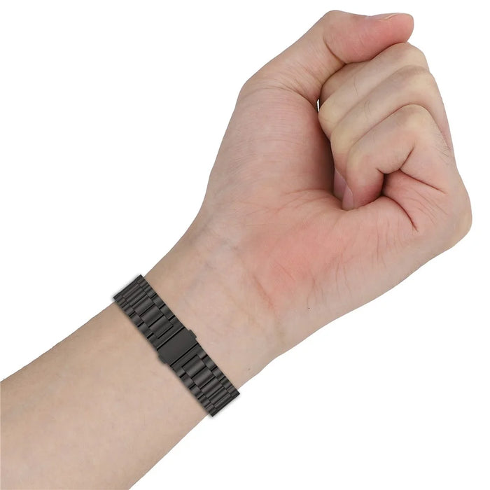 For Xiaomi Smart Band 9 Active / Redmi Band 3 Metal Frame Watch Case Integrated Three Bead Stainless Steel Strap - Black - 5
