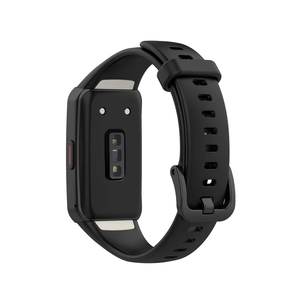 Solid Color Silicone Sport Watch Band Strap Replacement for Honor Band 6 - Black - 3