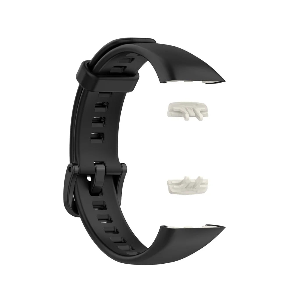 Solid Color Silicone Sport Watch Band Strap Replacement for Honor Band 6 - Black - 4