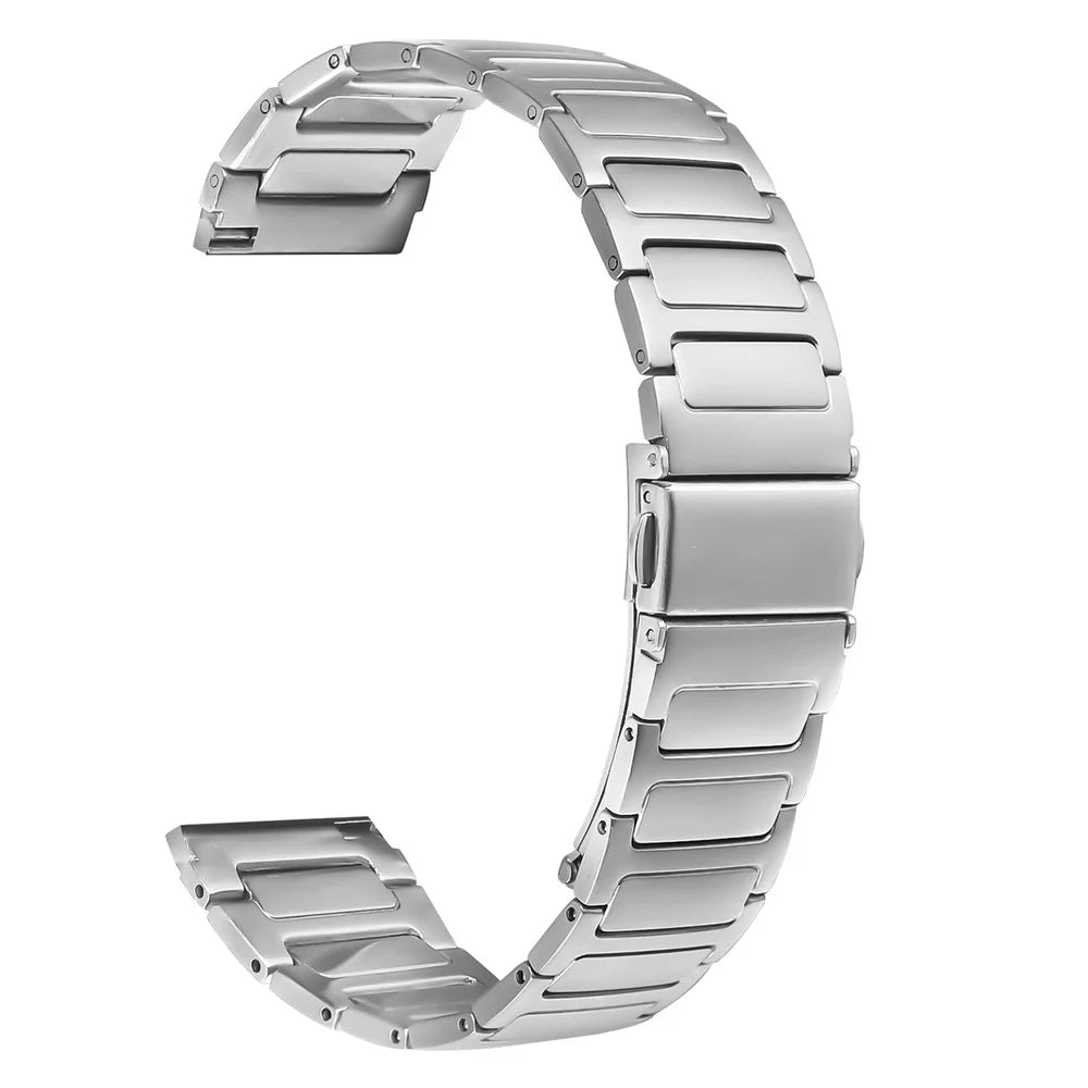 For Garmin Forerunner 265 Watch Band Silver Stainless Steel Metal Watch Strap - 1