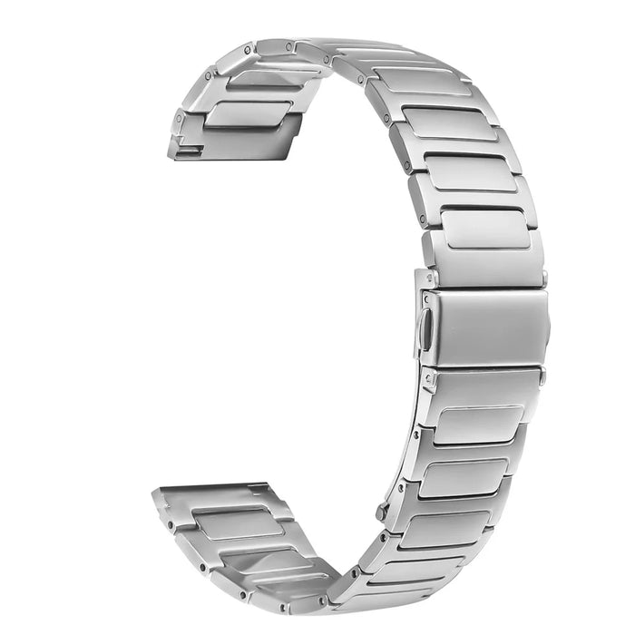 For Garmin Forerunner 265 Music Watch Band Silver Stainless Steel Metal Watch Strap - 1