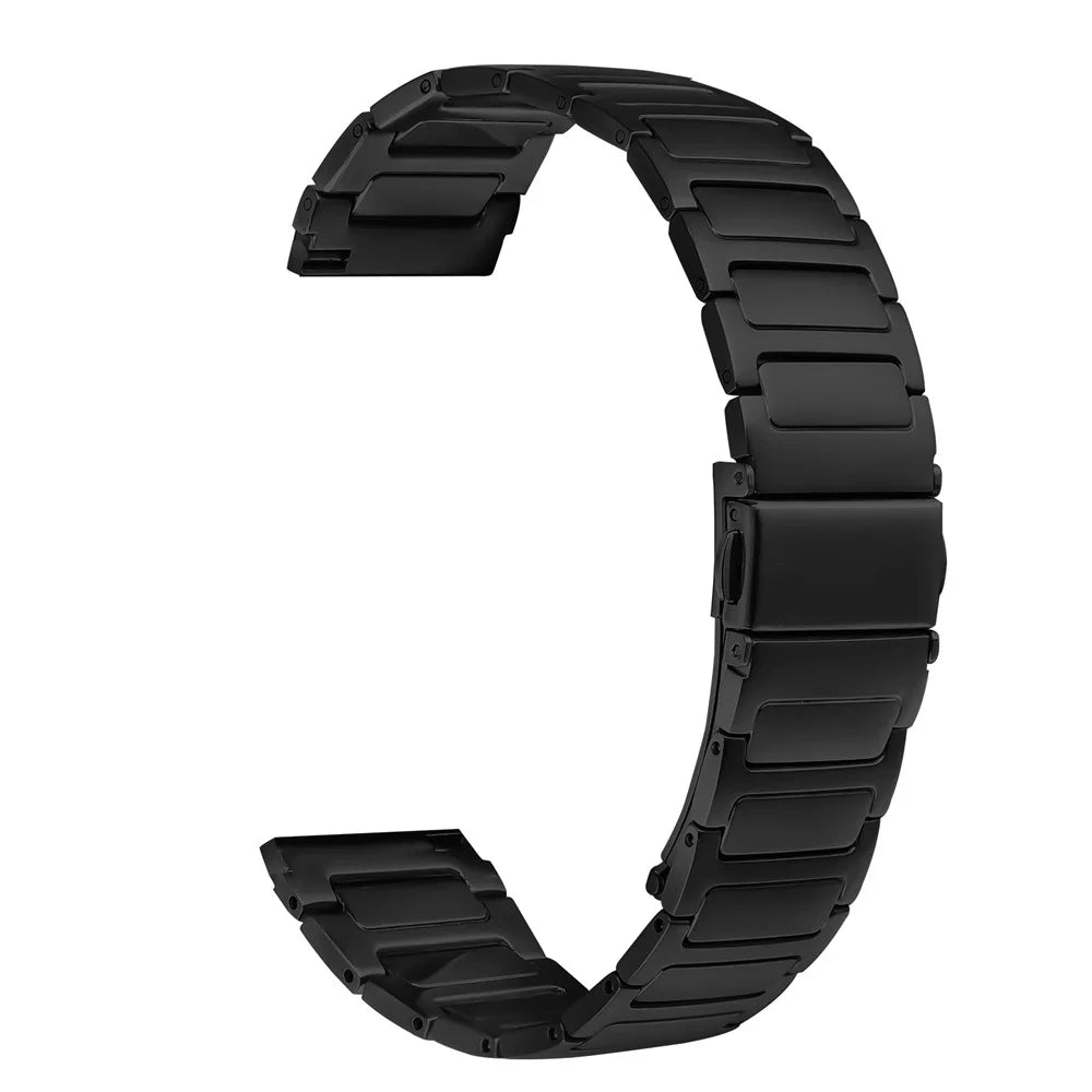 For Garmin Forerunner 255 Metal Watch Band Stainless Steel Adjustable Watch Strap - Black - 1