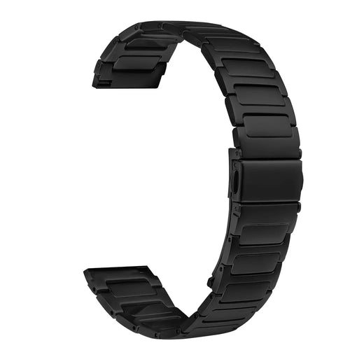 For Garmin Forerunner 255 Metal Watch Band Stainless Steel Adjustable Watch Strap - Black - 1