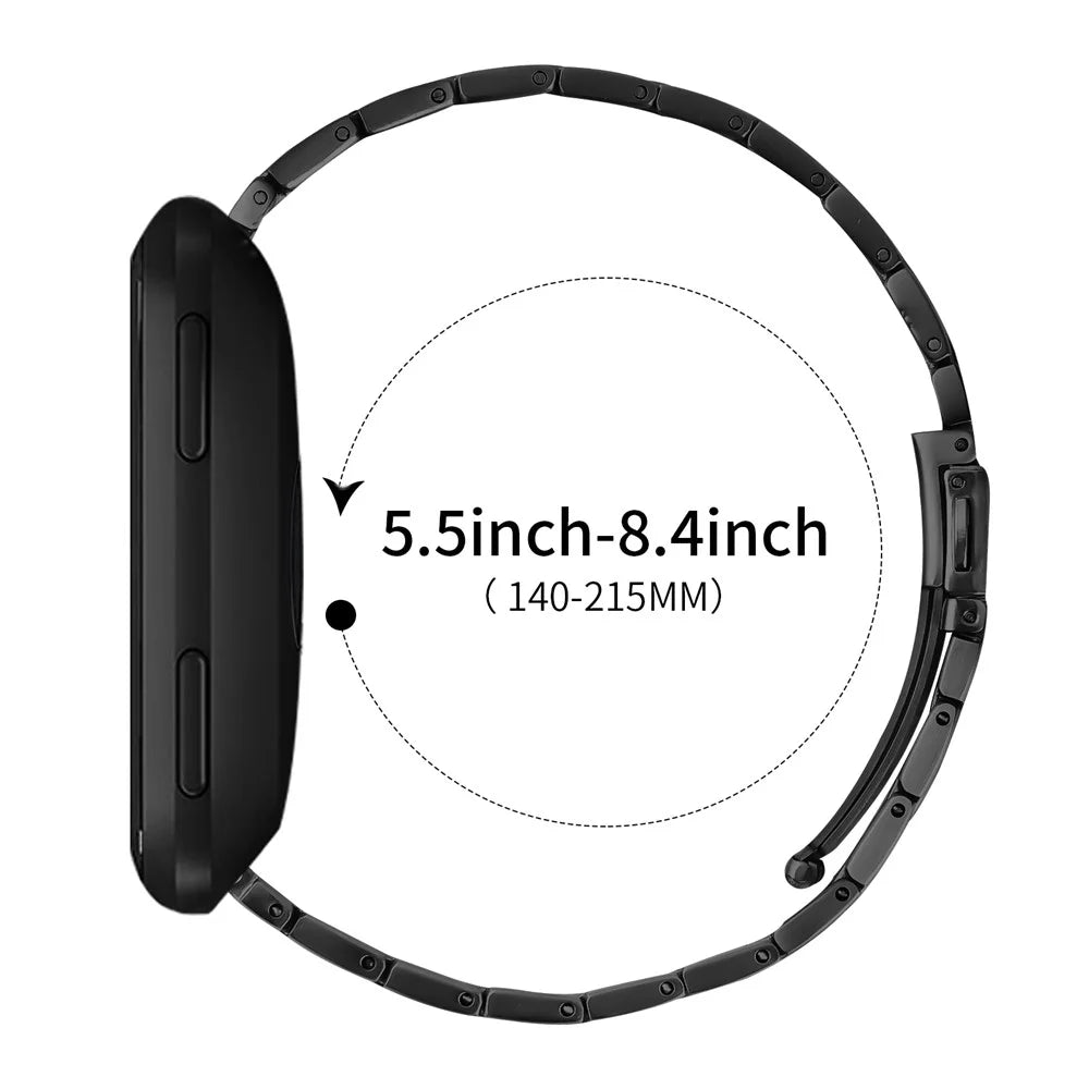 For Garmin Forerunner 255 Music Metal Watch Band Stainless Steel Adjustable Watch Strap - Black - 3