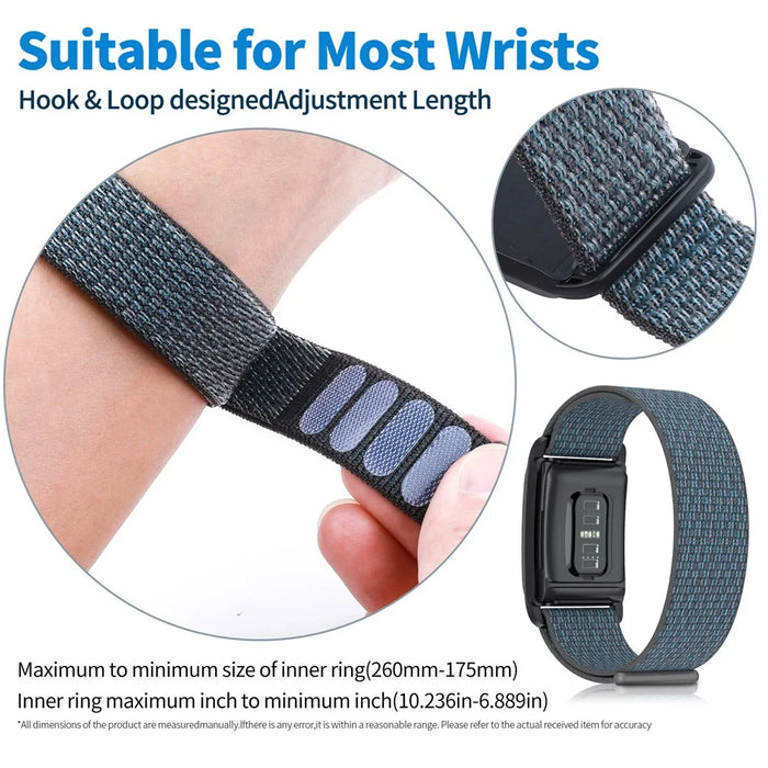 For WHOOP 4.0 Fitness Tracker Magic Tape Nylon Wristband Replacement Strap with PC Case - Black - 6