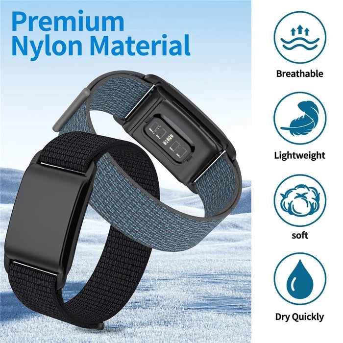 For WHOOP 4.0 Fitness Tracker Magic Tape Nylon Wristband Replacement Strap with PC Case - Black - 7