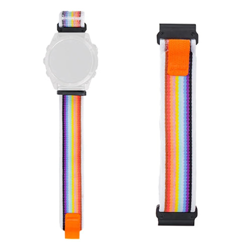 For Garmin Fenix 8 47mm / Fenix E 47mm Quick Release Nylon Loop Magic Tape Watch Band 22mm Universal Strap - Rainbow - 1