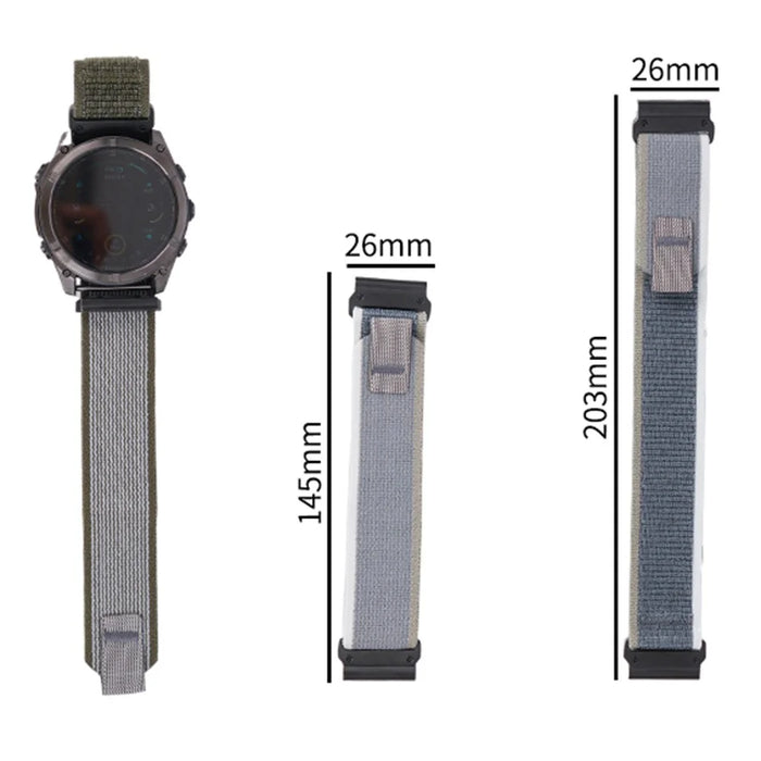 Nylon Strap for Garmin Fenix 8 51mm / Enduro 3 / Enduro 2 Magic Tape Loop 26mm Universal Watch Band - White+Green - 5