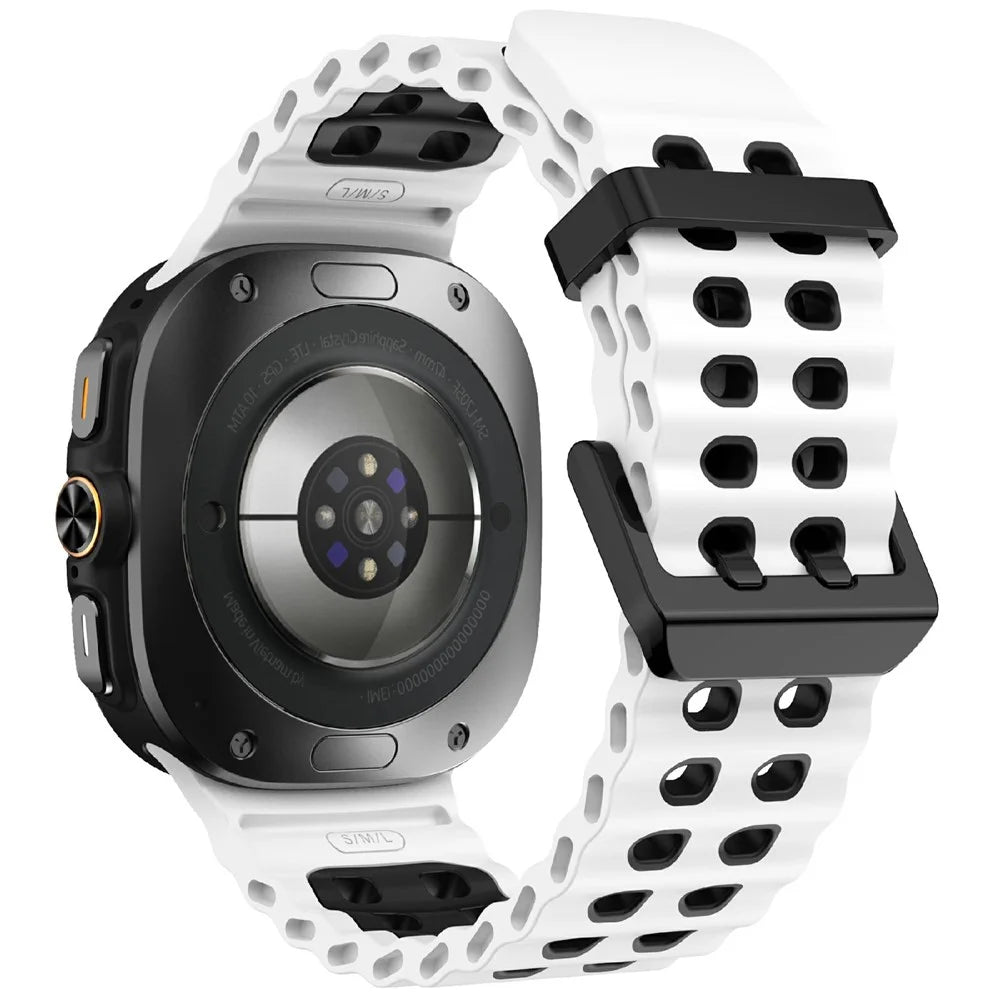 For Samsung Galaxy Watch Ultra2 47mm / Watch Ultra (2025) 47mm / Watch Ultra 47mm Silicone Band Dual Color Replacement Watch Strap - White+Black - 1