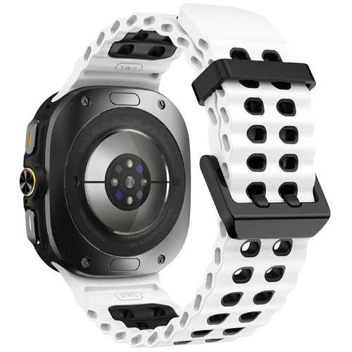 For Samsung Galaxy Watch Ultra2 47mm / Watch Ultra (2025) 47mm / Watch Ultra 47mm Silicone Band Dual Color Replacement Watch Strap - White+Black - 1