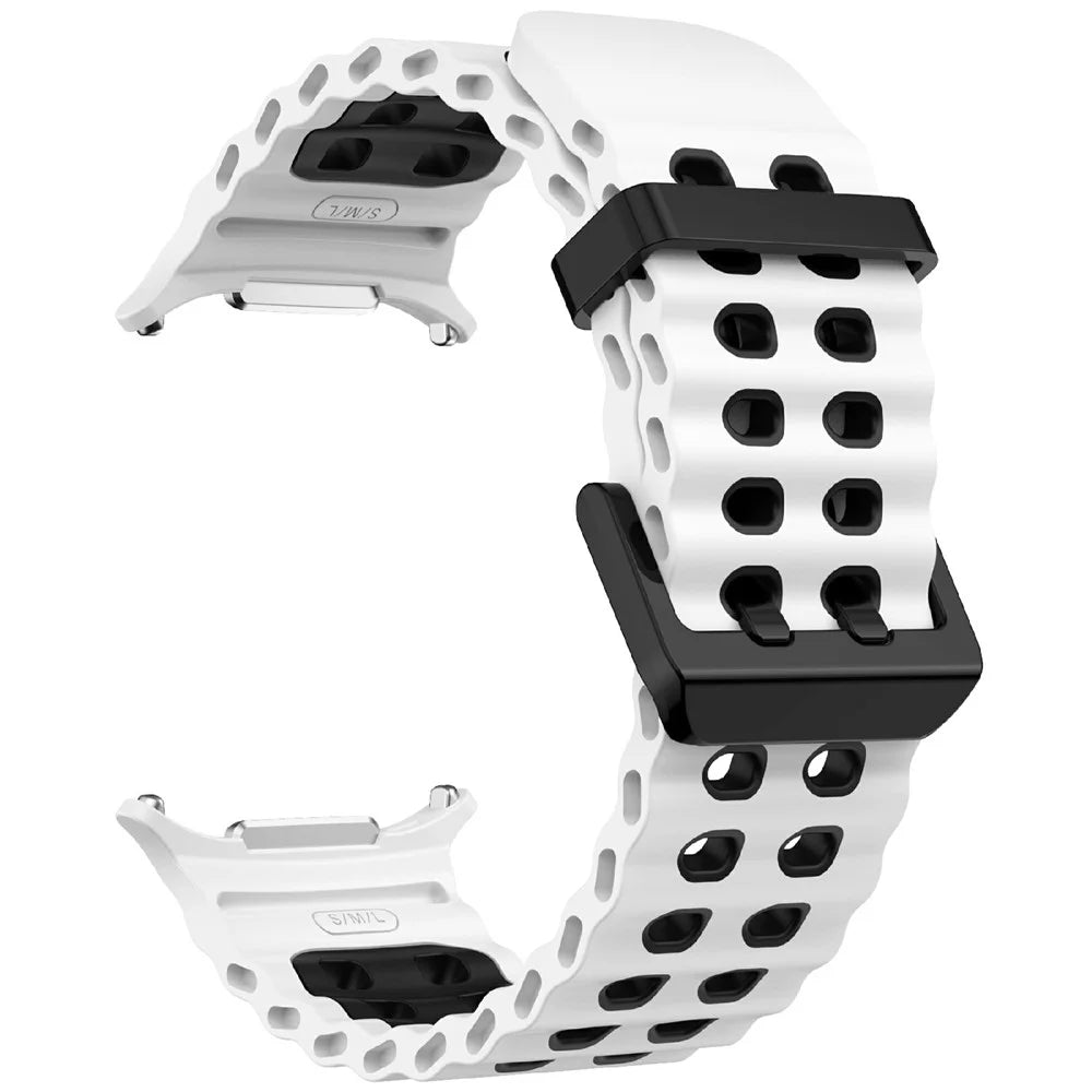 For Samsung Galaxy Watch Ultra2 47mm / Watch Ultra (2025) 47mm / Watch Ultra 47mm Silicone Band Dual Color Replacement Watch Strap - White+Black - 3