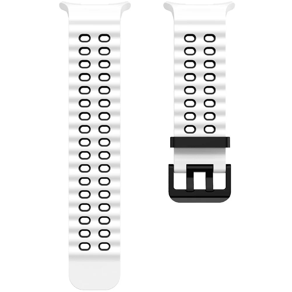 For Samsung Galaxy Watch Ultra2 47mm / Watch Ultra (2025) 47mm / Watch Ultra 47mm Silicone Band Dual Color Replacement Watch Strap - White+Black - 5