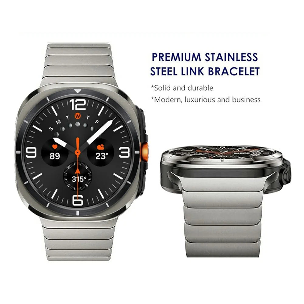 For Samsung Galaxy Watch Ultra2 47mm / Watch Ultra (2025) 47mm / Watch Ultra 47mm Band Stainless Steel Replacement Watch Strap - Titanium - 3