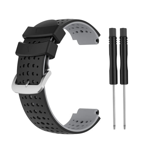 Two Color Silicone Watch Strap Bracelet Wristband Replacement for Garmin Forerunner 735XT 620 630 220 230 235 - Black / Grey - 1