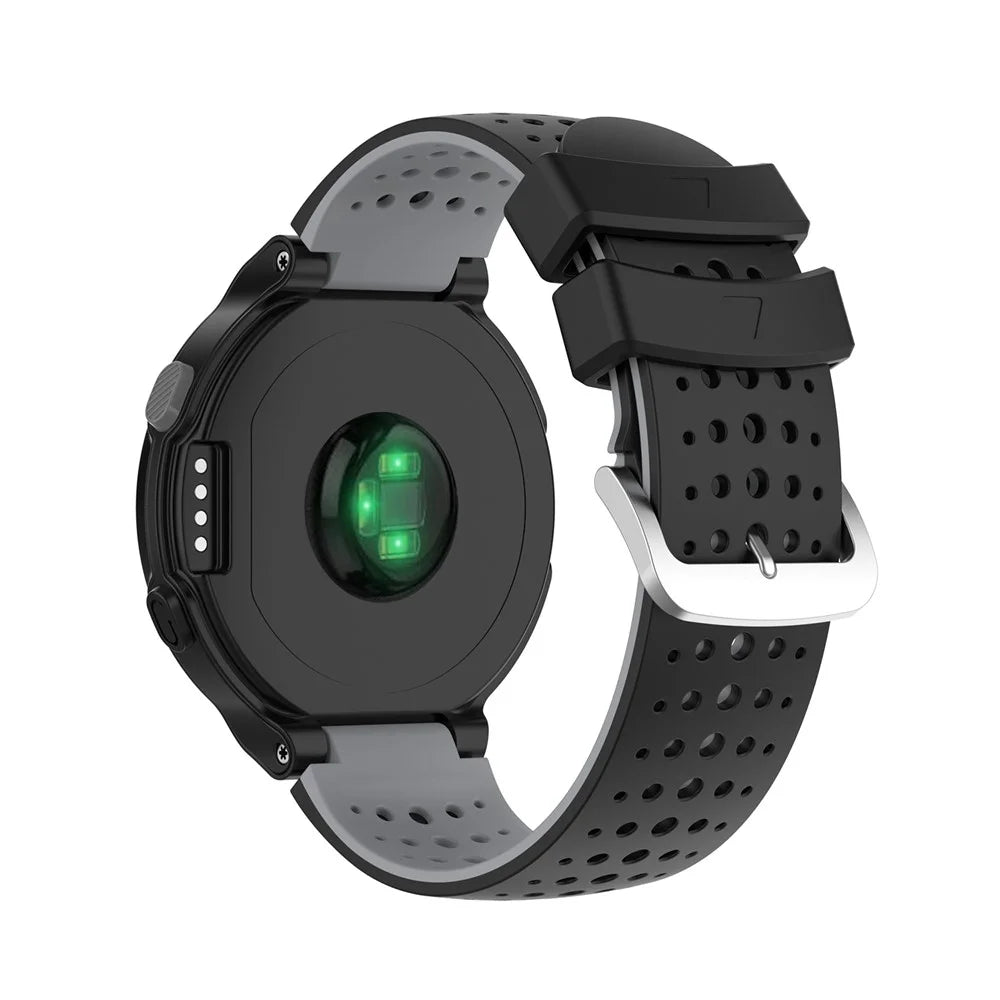 Two Color Silicone Watch Strap Bracelet Wristband Replacement for Garmin Forerunner 735XT 620 630 220 230 235 - Black / Grey - 3