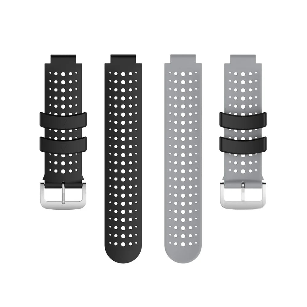 Two Color Silicone Watch Strap Bracelet Wristband Replacement for Garmin Forerunner 735XT 620 630 220 230 235 - Black / Grey - 5