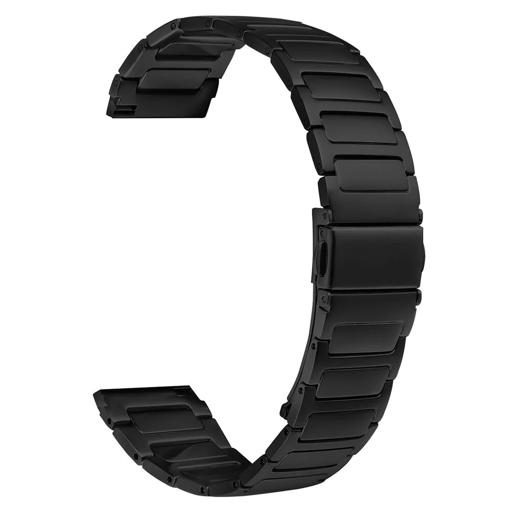 For Garmin Vivoactive 4 Metal Watch Band Stainless Steel Adjustable Watch Strap - Black - 1