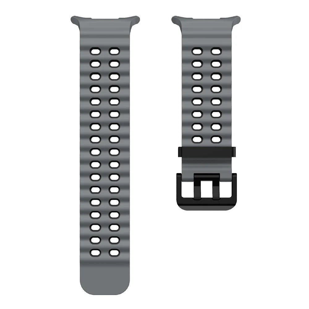 KALEBOL For Samsung Galaxy Watch Ultra2 47mm / Watch Ultra (2025) 47mm / Watch Ultra 47mm Silicone Watch Band Dual Color Ocean Wrist Strap - Grey+Black - 4