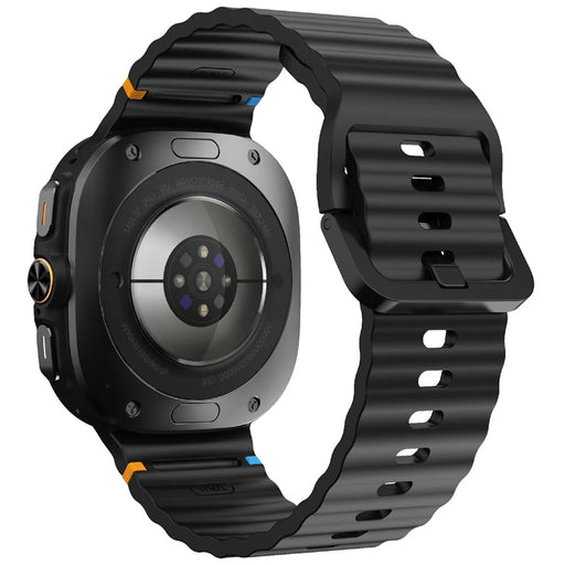 KALEBOL For Samsung Galaxy Watch Ultra2 47mm / Watch Ultra (2025) 47mm / Watch Ultra 47mm Silicone Watch Band Wave Stitch Adjustable  Strap - Black - 1