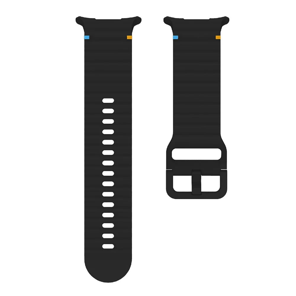 KALEBOL For Samsung Galaxy Watch Ultra2 47mm / Watch Ultra (2025) 47mm / Watch Ultra 47mm Silicone Watch Band Wave Stitch Adjustable  Strap - Black - 4
