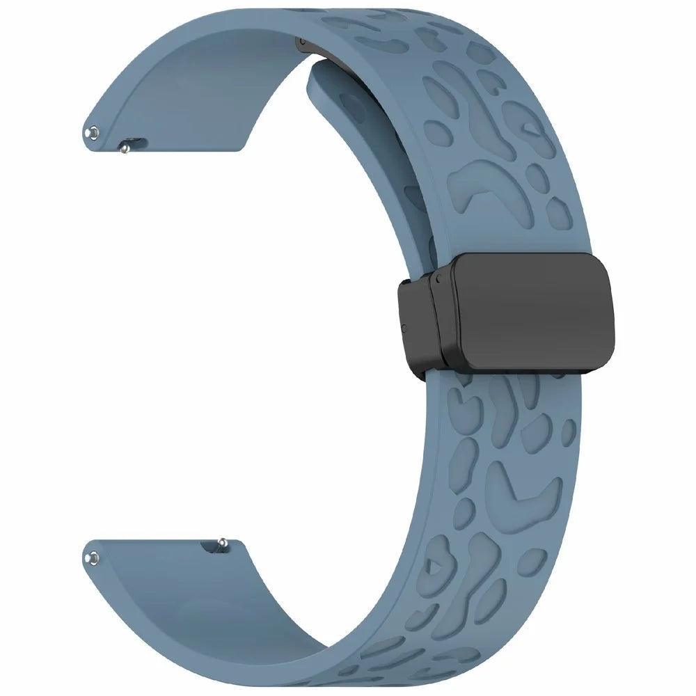 KALEBOL 18mm Magnetic Silicone Strap for Huawei Watch GT 5 41mm / GT 4 41mm / Garmin Venu 3S Leopard Print Watch Band - Cyan - 3