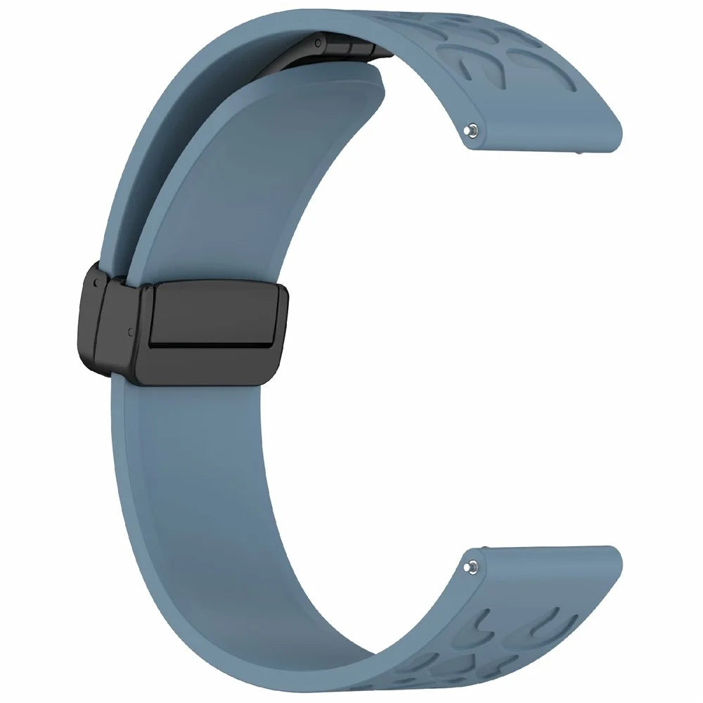 KALEBOL 18mm Magnetic Silicone Strap for Huawei Watch GT 5 41mm / GT 4 41mm / Garmin Venu 3S Leopard Print Watch Band - Cyan - 4