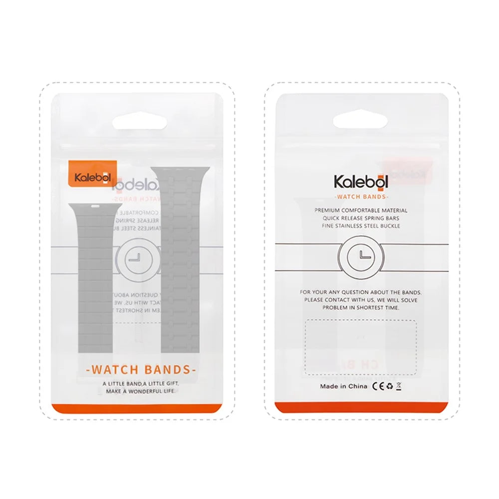 KALEBOL Magnetic Watch Band for Apple Watch Ultra 3 2 1 49mm / Series 11 10 46mm / 9 8 7 45mm / SE3 SE2 SE 6 5 4 44mm / 3 2 1 42mm Silicone Strap - Black + Orange - 6