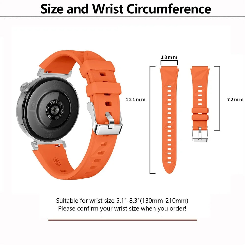 KALEBOL 18mm Watch Band For Huawei Watch GT 5 41mm / Watch GT 4 41mm / Garmin Venu 3S Sport Replacement Silicone Strap - Orange - 6