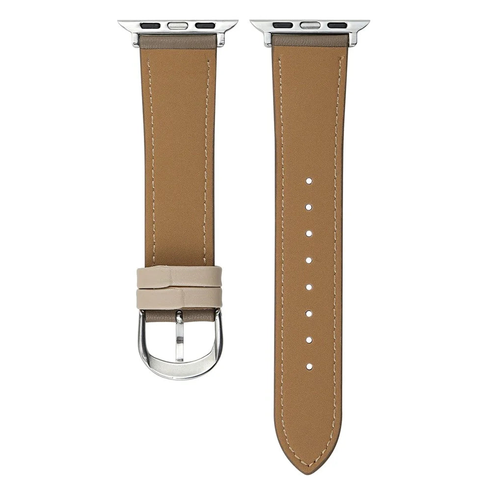 Leather Strap for Apple Watch Ultra 3 2 1 49mm / Series 11 10 46mm / 9 8 7 45mm / SE3 SE2 SE 6 5 4 44mm / 3 2 1 42mm Cat Embroidery Adjustable Band - Brown - 2
