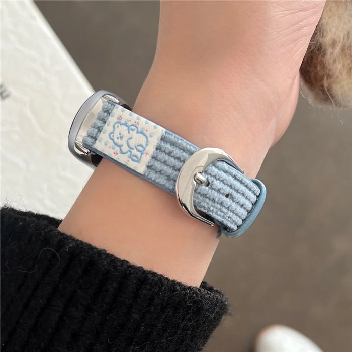 Watch Strap for Xiaomi Smart Band 9 NFC / 9 / 8 NFC / 8 Slim Waffle Pattern Cartoon Wrist Band - White - 2