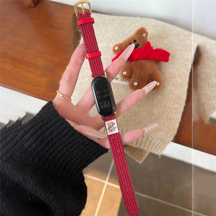 Watch Strap for Xiaomi Smart Band 9 NFC / 9 / 8 NFC / 8 Slim Waffle Pattern Cartoon Wrist Band - White - 6