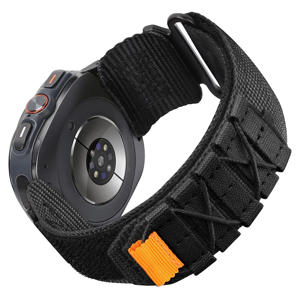 For Samsung Galaxy Watch Ultra2 47mm / Watch Ultra (2025) 47mm / Watch Ultra 47mm Nylon Magic Tape Watch Band Military Style Adjustable Strap - Black - 1