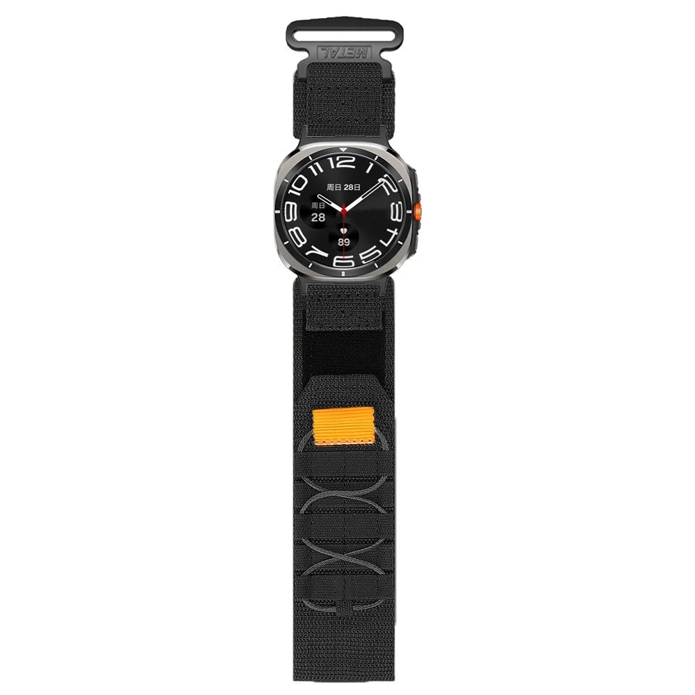 For Samsung Galaxy Watch Ultra2 47mm / Watch Ultra (2025) 47mm / Watch Ultra 47mm Nylon Magic Tape Watch Band Military Style Adjustable Strap - Black - 4
